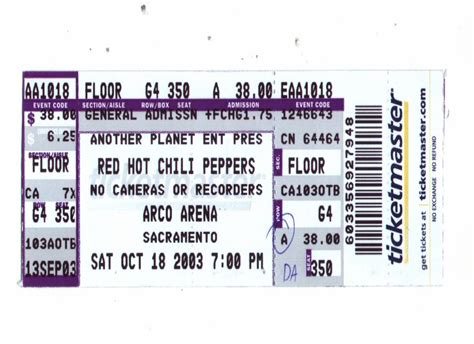 red hot chili peppers ticket by redhotfans on DeviantArt