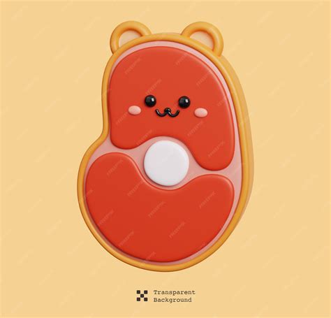 premium psd  cartoon meat beef   face emoji cute fast food