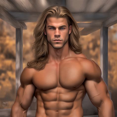 A close up of a man with long hair and no shirt - SeaArt AI
