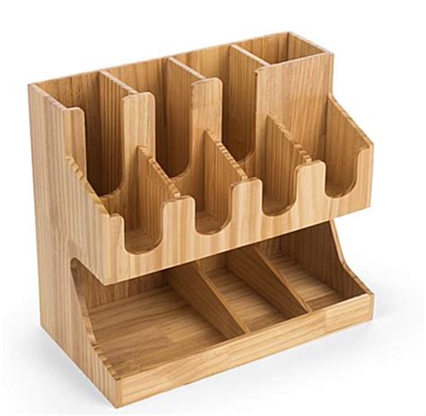 Wood Coffee Condiment Station Organizer | Accessory Dispenser | Displays2Go