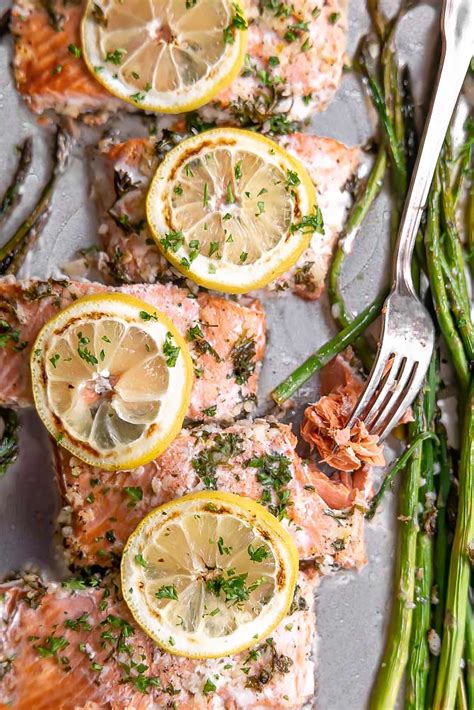 Sheet Pan Asparagus and Salmon {Baked with Lemon Butter} - Little Pine ...