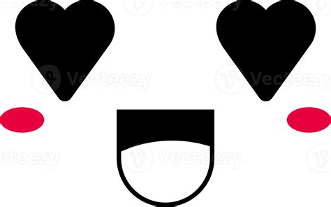 doodle love face emoji illustration  transparent background  png