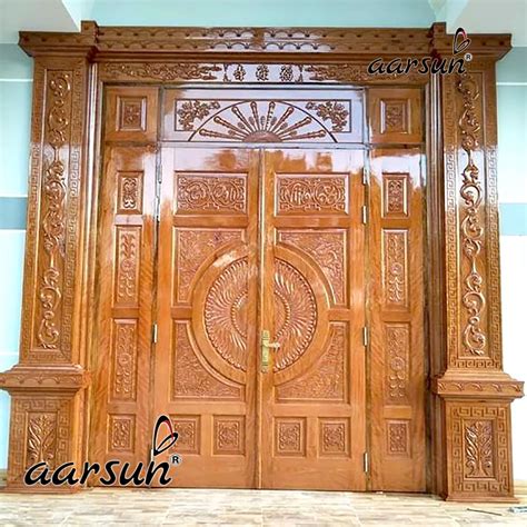 indian main door design solid teak wood factory price aarsun