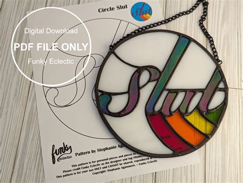 Stained Glass DIY Pattern, Circle Rainbow Slut, Funny Adult - Etsy