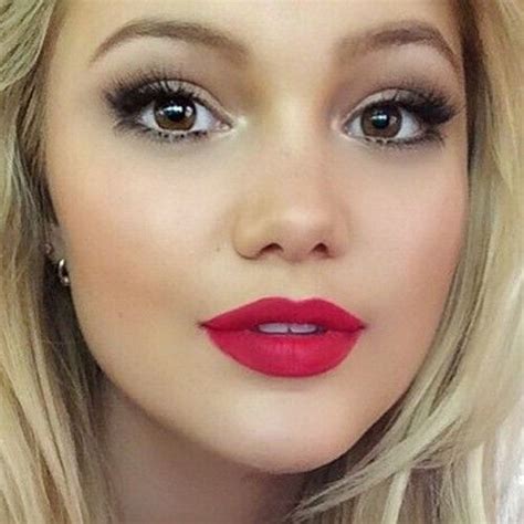 Olivia Holt Makeup: Beige, Black, Taupe Eyeshadow & Red Lipstick ...