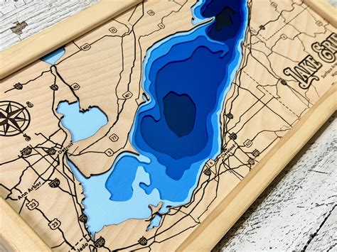 Lake Erie Depth Map Sign Is 7 Layers Deep And Engraved Map