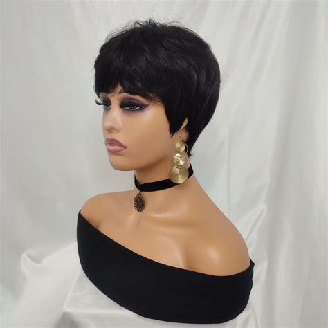 Парик черный из натуральных волос / короткая стрижка / - купить по ...