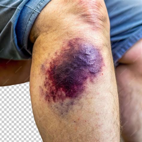 Large bruise on the leg on the knee severe trauma | Premium AI