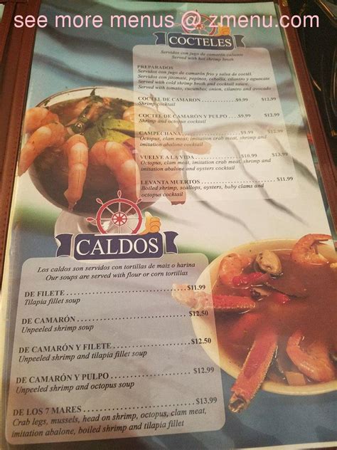 Menu at El Cevichazo Restaurant, Palmdale