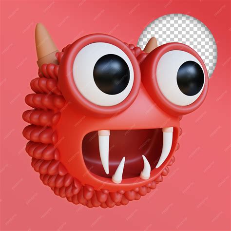 Premium PSD | 3d red ogre doodle monster character premium psd