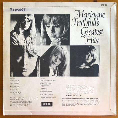 Marianne Faithfull - Marianne Faithfull's Greatest Hits – Suffragette