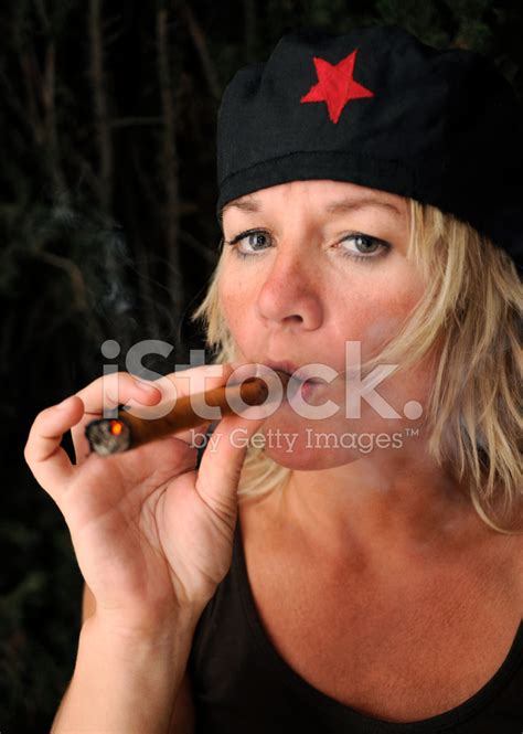 Blonde Woman Smoking Cuban Cigar Stock Photo | Royalty-Free | FreeImages