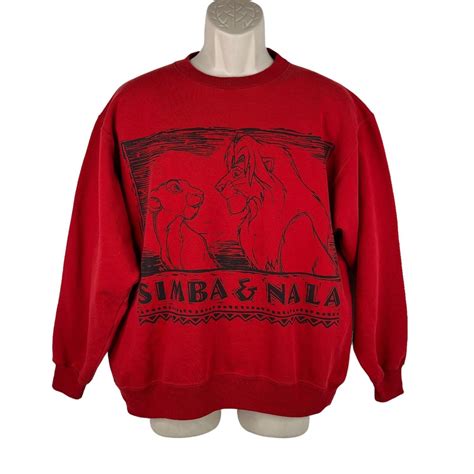 Disney Vintage Disney Lion King Sweater Adult Size Large Simba Nala Red