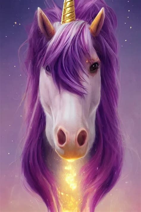 beautiful Unicorn in gold and purple pink soft | Stable Diffusion | OpenArt
