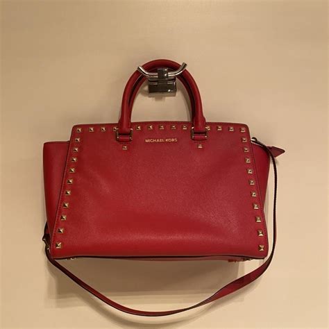 red michael kors bag depop