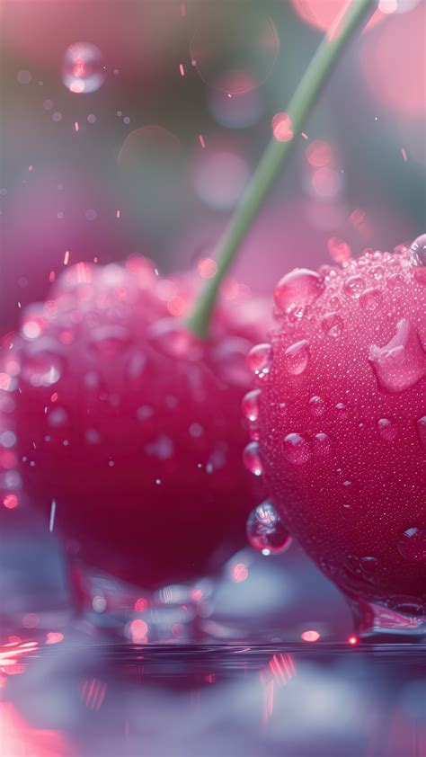 Cherry Wallpaper 4k, Rain, Droplets