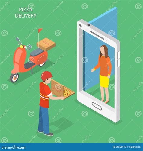 Pizza Delivery Flat Isometric Vector Concept. Stock Vector