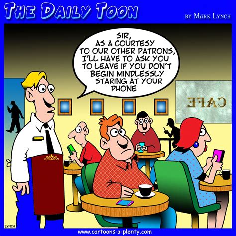 Staring at your phone cartoon | Cartoon jokes, Funny cartoons, Daily