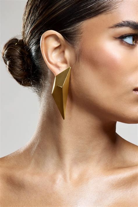 encounter gold abstract statement earrings  size gold gold