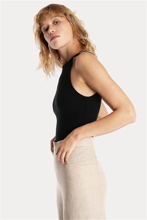 Eco Rib Tank Top | Sustainable Lenzing™ Ecovero™ | Black