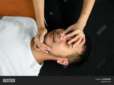 female hands hold nose image photo  trial bigstock