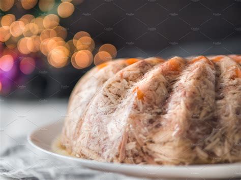 Perfect homemade jellied meat copy containing meat, jelly, and aspic ...