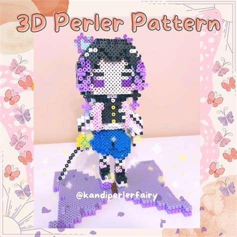 Instant Download!! 3D Perler Beads Pattern to Purple Butterfly Anime
