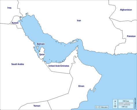 Persian Gulf, d-maps.com: free map, free blank map, free outline map ...