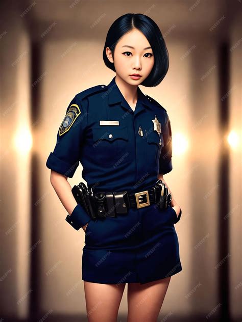 Premium Photo | Portrait of beautiful asian woman wearing police outfit