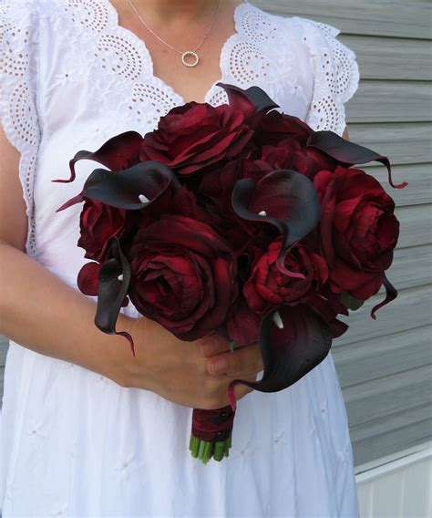 Wedding Bouquet Red Black Bridal Bouquet Real Touch Calla - Etsy Canada