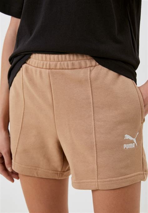 Шорты спортивные PUMA CLASSICS Pintuck Shorts Dusty Tan, цвет: бежевый ...