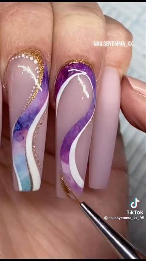 Transfer foil nail art | Nail art, Gel nails, Acrylic nails