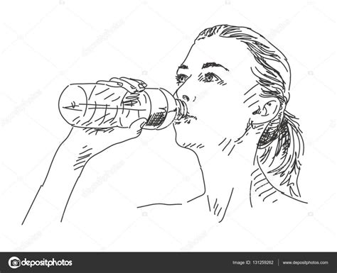 Sketch of woman drinking water Stock Vector Image by ©OlgaTropinina ...