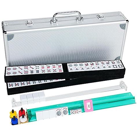 American Mahjong Set Jongg Sets Aluminum Case 166 Tiles 4 Pushers/Racks ...