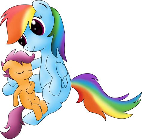 [ATG Day 13] Scootaloo sleeping in Dashie's arms by DataPony on DeviantArt