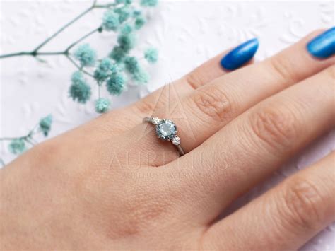 Round Aquamarine Engagement Ring - Aurelius Jewelry