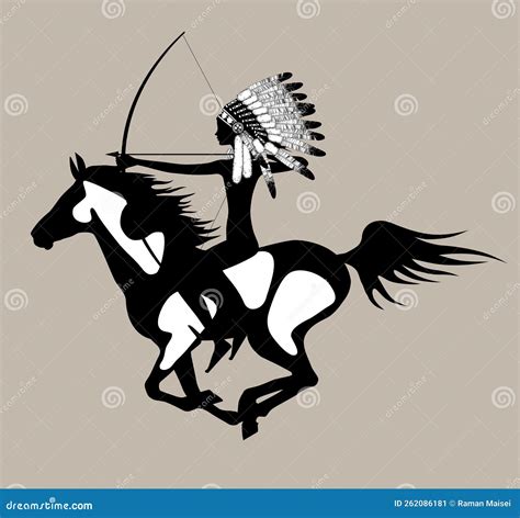 Black Silhouette of a Naked Girl in Native American Traditional