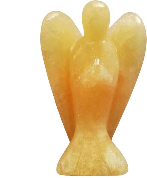 Lovionus89 Natural Yellow Jade Guardian Angel Statue, 5cm Hand Carved