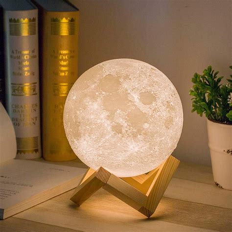 3D Magical Moon Light Moon Lunar LED Night Light Lamp Touch Sensor ...