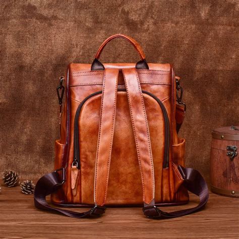 vintage genuine leather women backpack timeless elegance  style