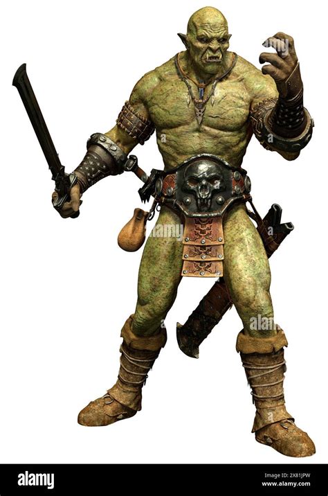 3D rendering of a fantasy monster orc isolated on white background