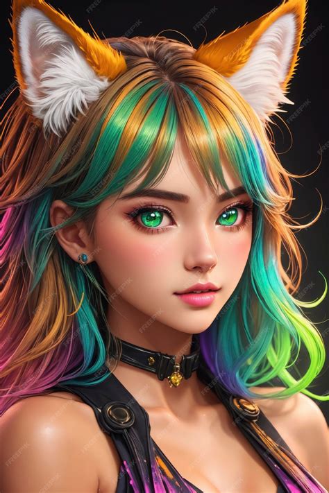 Premium AI Image | A fluffy fox girl with a stunning hairstyle