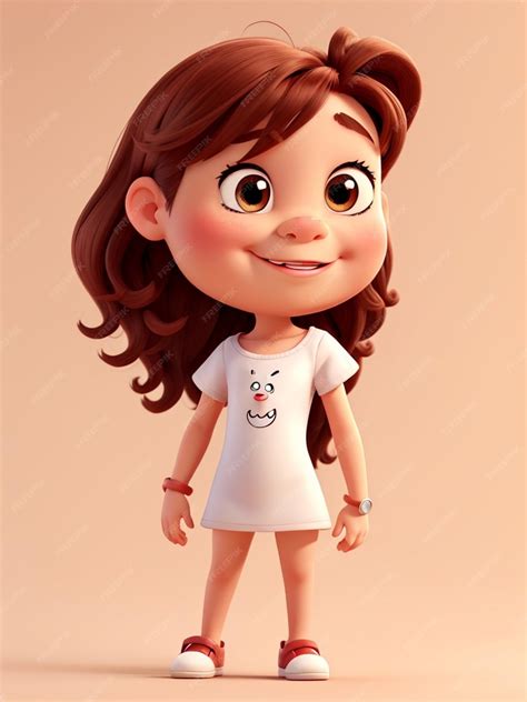 Premium AI Image | 3d cartoon characters beautiful girl smiling simple