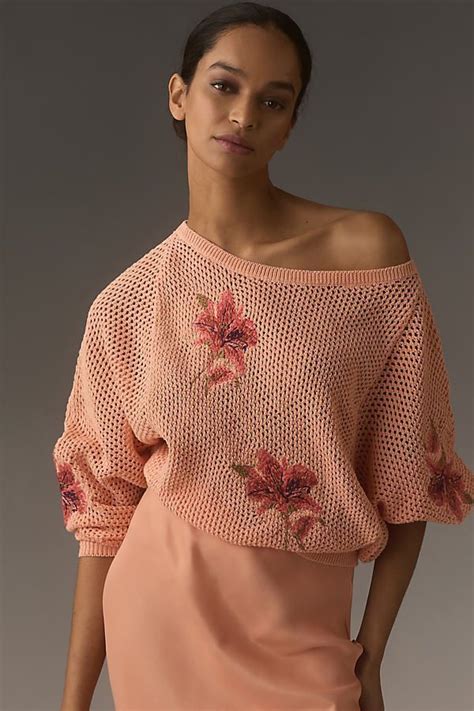 Свитер с вышивкой и открытой строчкой in 2024 | Open stitch sweater ...