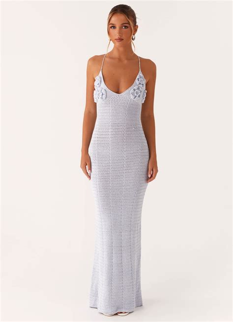 Zara Rose Crochet Maxi Dress - Blue – Peppermayo Canada