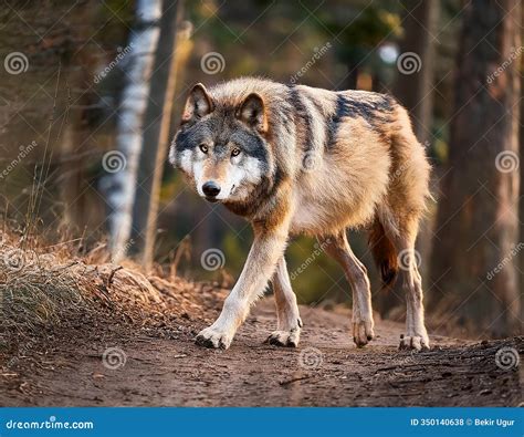 A Big Timber Wolf Walking Dangerously Close Stock Photo | CartoonDealer ...