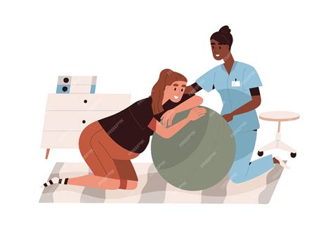 Premium Vector | Midwife helping pregnant woman during labor, child ...