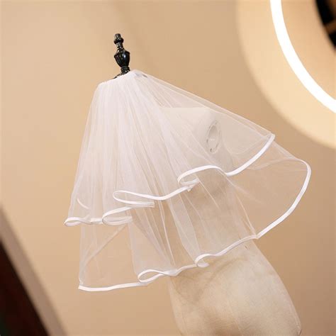 Bridal Veil Bride Elaborate Double Layer Ruffled Sheer Short