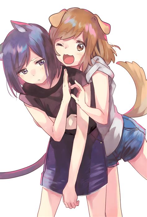 Catgirl x Doggirl by @pomujoynet1 on twitter : r/CatgirlSFW