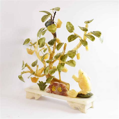 Handmade Artificial Jade Feng Shui Gold Ingot Money Tree Bonsai